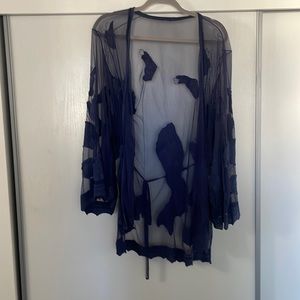 Navy vintage lace kimono